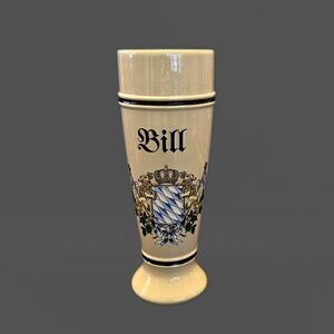 Vintage German Beer Pilsner Stein Personalized Bill Keramik Bavaria Tall Ceramic
